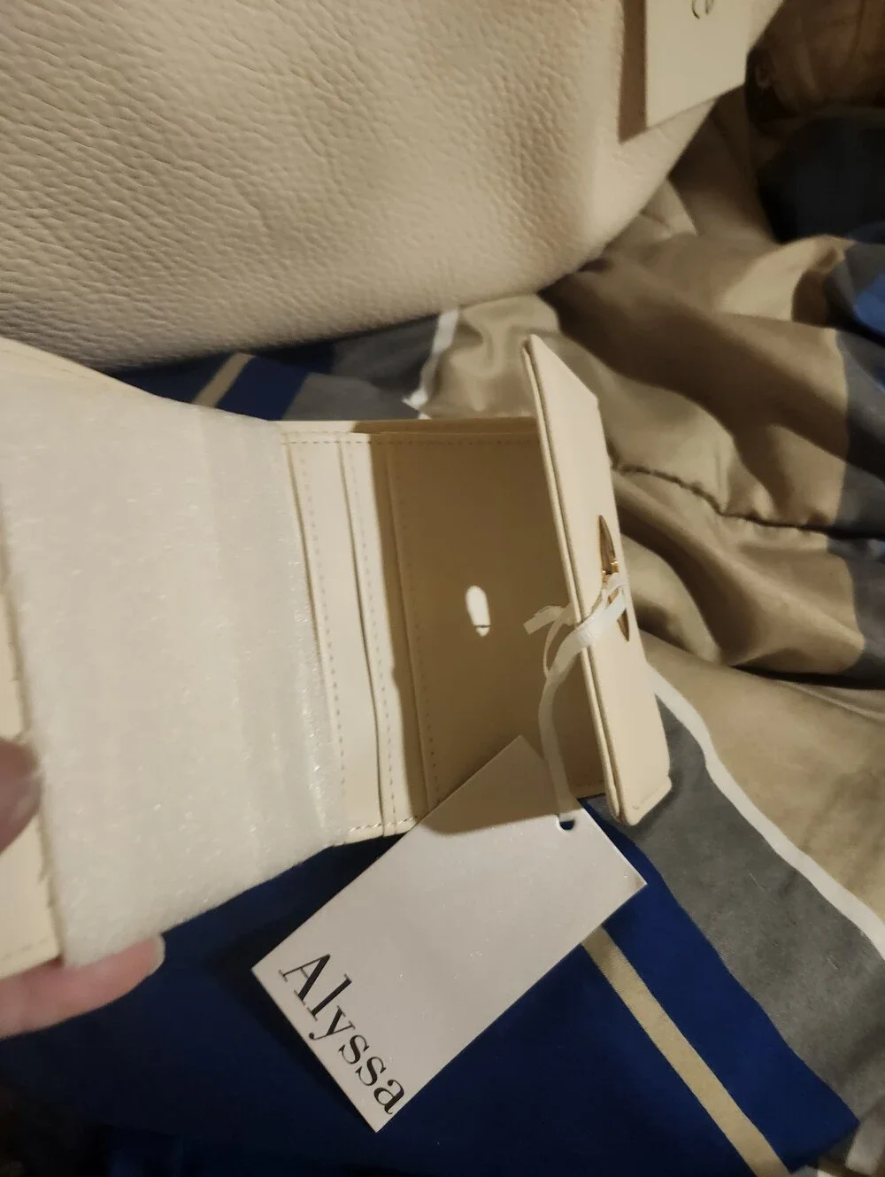 Cream Pebbled Leather Tote with Matching Wallet